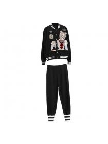 New style baseball jacket women's fashion slim casual sports two-piece suit
