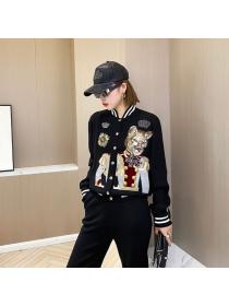 New style baseball jacket women's fashion slim casual sports two-piece suit