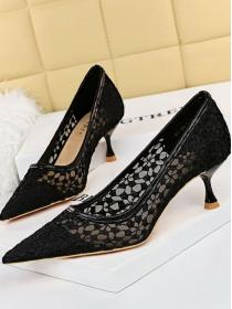 Fashion sexy banquet high heels pointed mesh hollow lace women's shoes