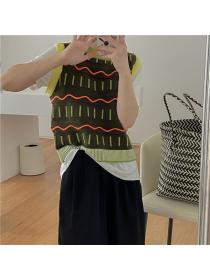 Autumn new knitted vest matching Korean style Tops
