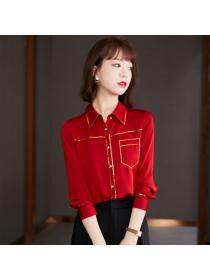New arrival Chiffon Shirt Top Shirt Red Professional Blouse