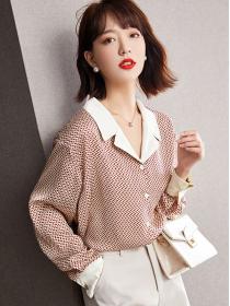 Autumn new chiffon shirt women's Vintage style satin top
