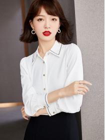 Chiffon shirt shirt white shirt women's professional long-sleeved Top