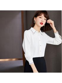 Chiffon shirt shirt white shirt women's professional long-sleeved Top