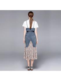 Summer European Fashion Embroidered Polo collar Casual Stretch Slim Dress
