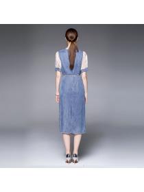 Summer new niche denim slim waist Fashion dress