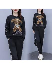 Women's spring new Slim Plus size bear sweater casual sports suit