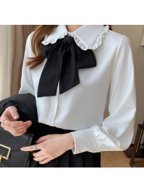 On Sale Bowknot Matching OL Style Blouse 