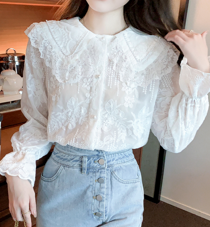 Sweet Doll Collar Lace Shirt Long Sleeve Shirt