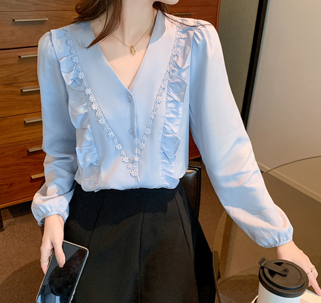 women's temperament chiffon shirt korean style small shirt
