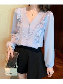 women's temperament chiffon shirt korean style small shirt