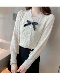 Korean fashion Lace top long sleeve bottoming shirt