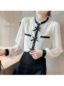 lace shirt temperament long sleeve Korean style top