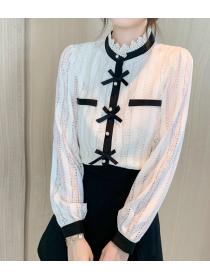 lace shirt temperament long sleeve Korean style top