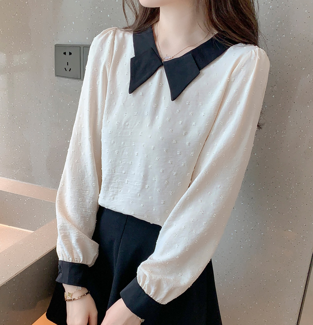Long Sleeve Doll Collar Korean Style Loose Bottoming Shirt
