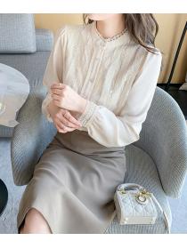 women's korean style top long sleeve chiffon shirt 