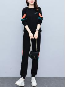 Korean style Fashion Loose Casual Round neck sweater Long pants Sport suit