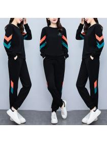 Korean style Fashion Loose Casual Round neck sweater Long pants Sport suit