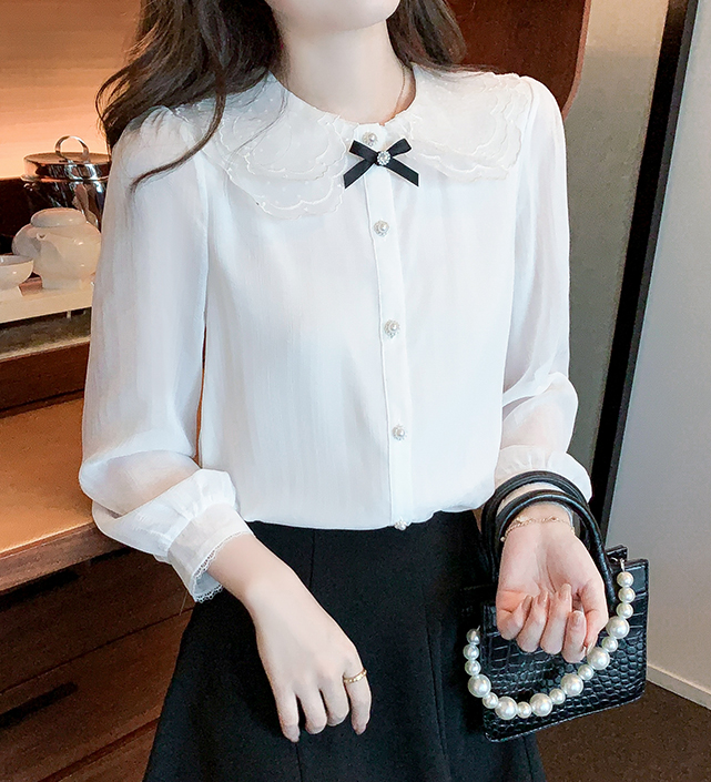 Sweet Doll Collar White Korean Style Top