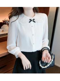  Sweet Doll Collar White Korean Style Top