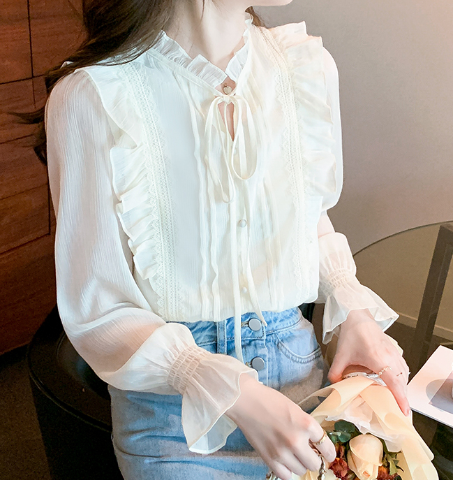 women's flared sleeve transparent top
