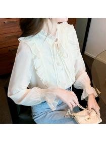 women's flared sleeve transparent top 