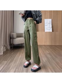 Fashion style High Waist Loose Waist Wide Leg Cargo Casual Pants