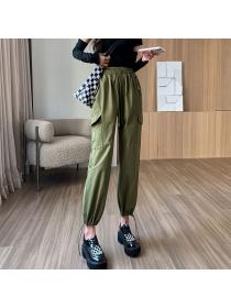 Korean style High Waist Loose Waist Wide Leg Cargo Casual Pants