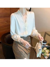 women's long-sleeved shirt chic chiffon shirt 