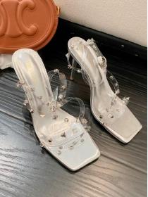 New style Transparent Rivet Open Toe Sandals
