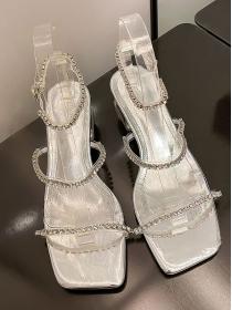 Rhinestone High-Heeled Sandals Strap Open Toe Sexy Shoes