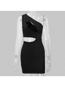 Outlet hot style Sexy Single shoulder summer short Bodycon dress