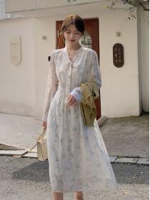 Autumn Korean fashion Chic temperament bow Fashion dress