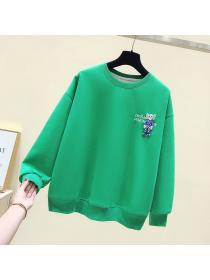 Autumn loose and casual sweater long-sleeved round neck with doll 