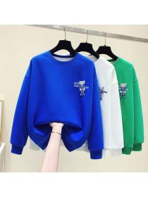 Autumn loose and casual sweater long-sleeved round neck with doll 