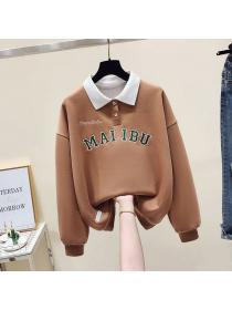 Korean style Letter embroidery sweater loose casual Top