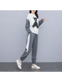 New style women's sports suits casual fashion Plus size sweater two-piece set