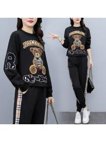 New style plus size Cartoon sweater casual sports suit