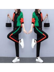 Hooded casual long-sleeved sports suit Plus size two-piece suit