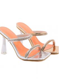 Fashion new rhinestone crystal heel sandals