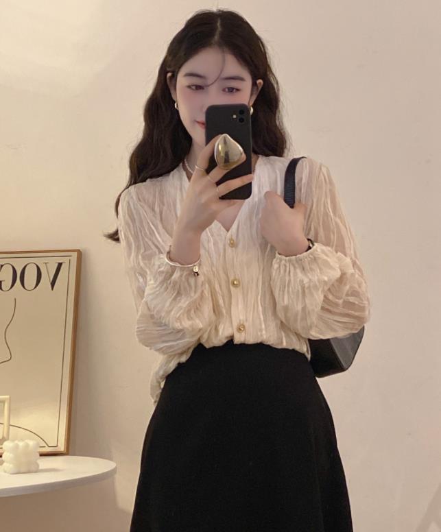 On Sale Pure Color Fashion Style Sweet Blouse