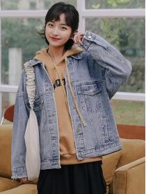 Korean style Loose Vintage style Denim jacket