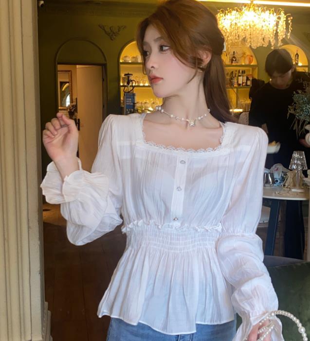 On Sale Lace Matching Sweet Show Waist Blouse