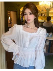 On Sale Lace Matching Sweet Show Waist Blouse 