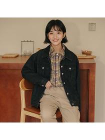 Korean style women's new style black loose denim jacket 