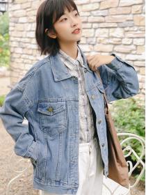 Fashion style denim jacket women loose Korean style jacket