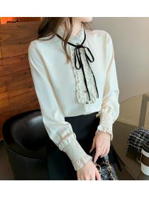 women's Korean style bow chiffon shirt