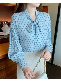 Korean style polka dot Chiffon shirt for women