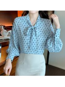 Korean style polka dot Chiffon shirt for women