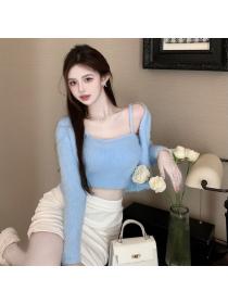Winter fashion knitted cardigan+ Camisole two-piece set